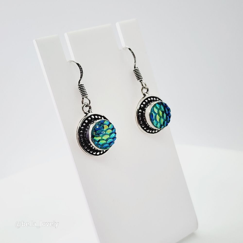 Rainbow Mermaid Titanium Handmade Drop Dangle Earrings Jewelry 1.36"